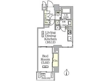 ザ・パークワンズ西池袋(1LDK/4階)の間取り写真