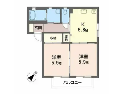 ファーストグリーンII(2K/2階)の間取り写真