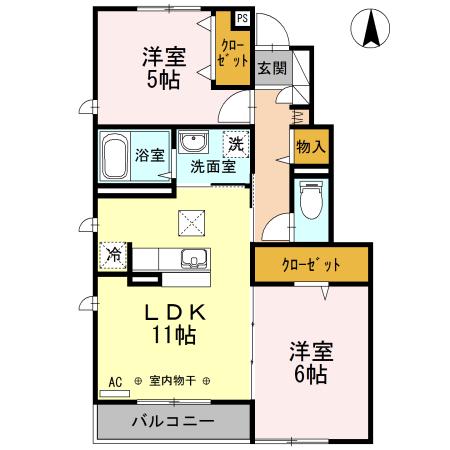 パブロハニー A(2LDK/1階)の間取り写真