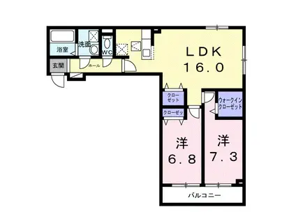 ラ・ストラーダ・シィ・アプレII(2LDK/1階)の間取り写真