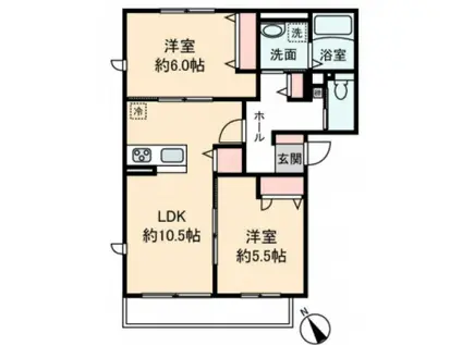 フリージア(2LDK/1階)の間取り写真