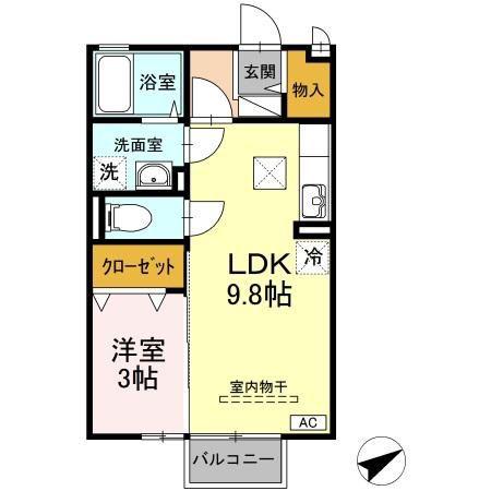カーサ・ソレアダ(1LDK/1階)の間取り写真