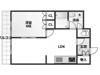 MKS江木ハイツ(1LDK/2階)の間取り写真