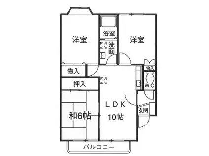 タウンサンロイヤルA(3LDK/2階)の間取り写真