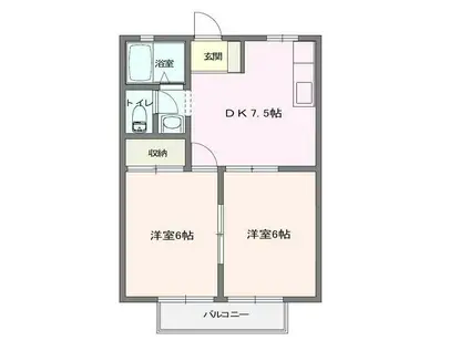 サンハイツC(2DK/1階)の間取り写真