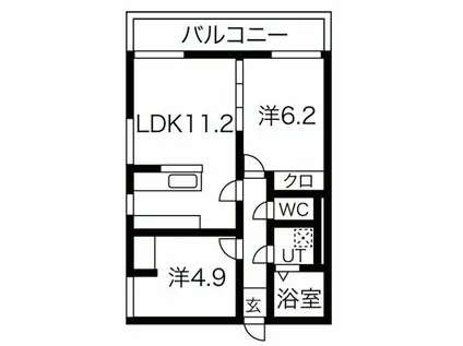 アサヒレジデンス(2LDK/3階)の間取り写真