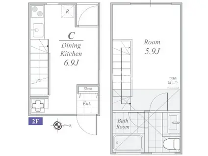 BRAVI(1DK/2階)の間取り写真