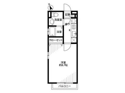 アムールシャルム(1K/2階)の間取り写真