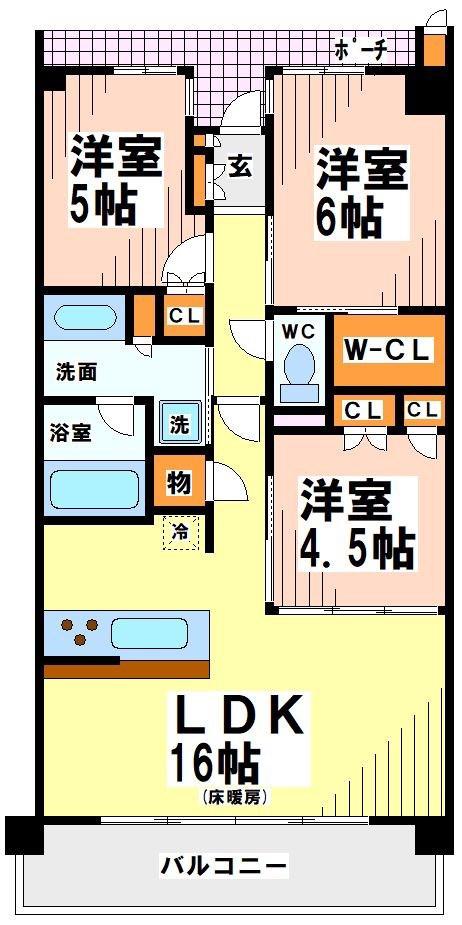 BRILLIA仙川THERESIDENCE(3LDK/2階)の間取り写真