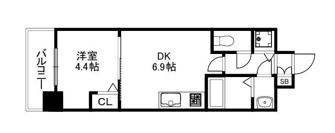 CREST TAPP京都太秦天神川DEX I(1DK/5階)の間取り写真