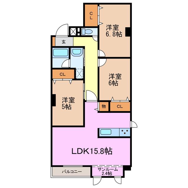 コルティーレ マルフク(3LDK/1階)の間取り写真