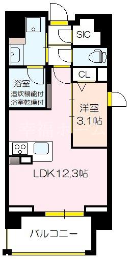 ウェルホームズ法円坂(1LDK/3階)の間取り写真