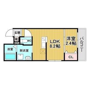 リアコート千里丘Iノース(1LDK/2階)の間取り写真