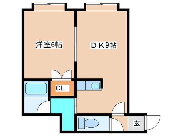 ORIGIN本通(1DK/2階)の間取り写真