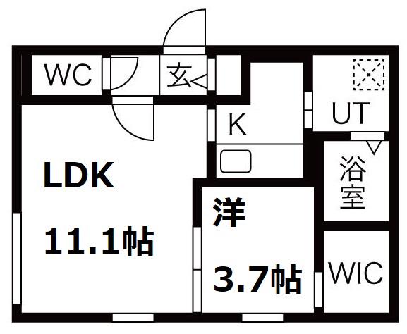 ルッカ 豊平(1LDK/1階)の間取り写真