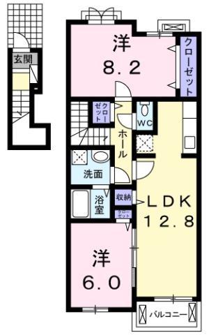 TJハウス(2LDK/2階)の間取り写真