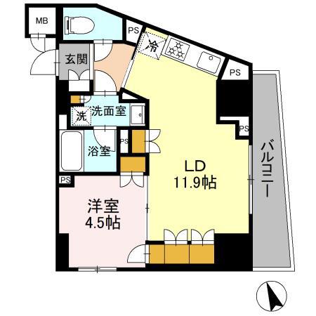 リーラ品川戸越(1LDK/3階)の間取り写真