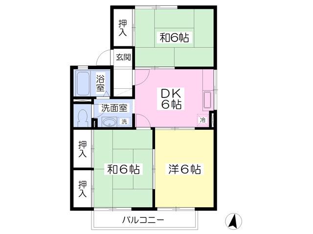 セジュールフジマツB棟(3DK/2階)の間取り写真