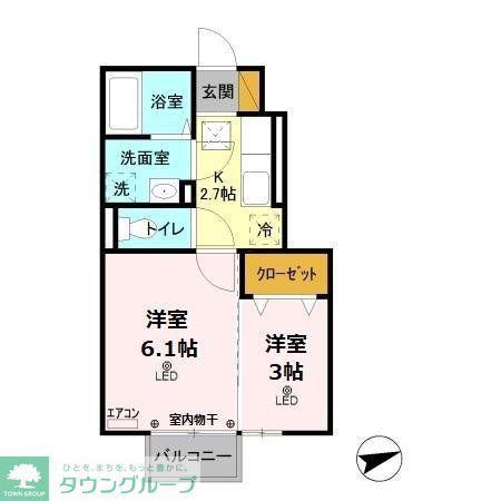 グランメール(2K/1階)の間取り写真