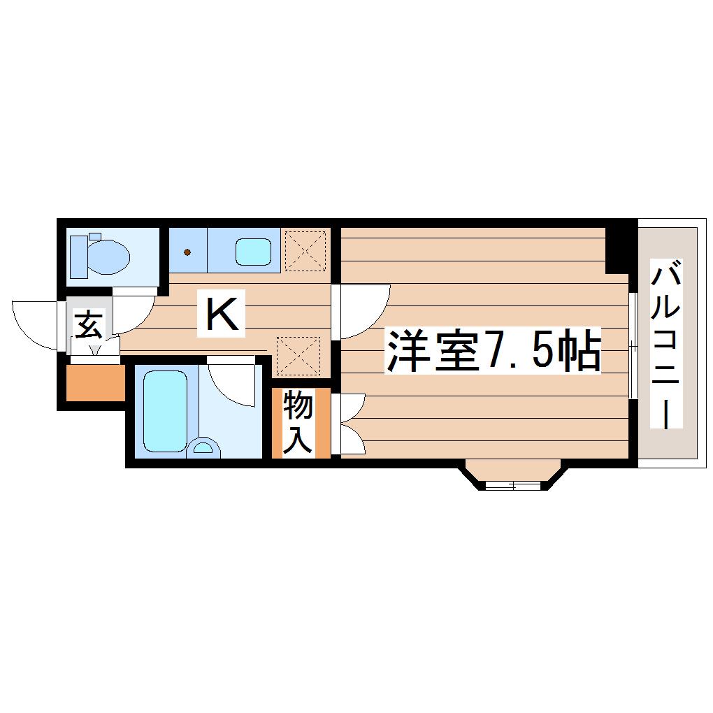 ネオシティー長町(1K/2階)の間取り写真