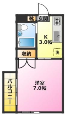 サンハイツ(1K/2階)の間取り写真