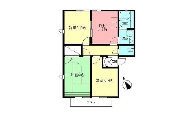 ファミール西原A(3DK/1階)の間取り写真