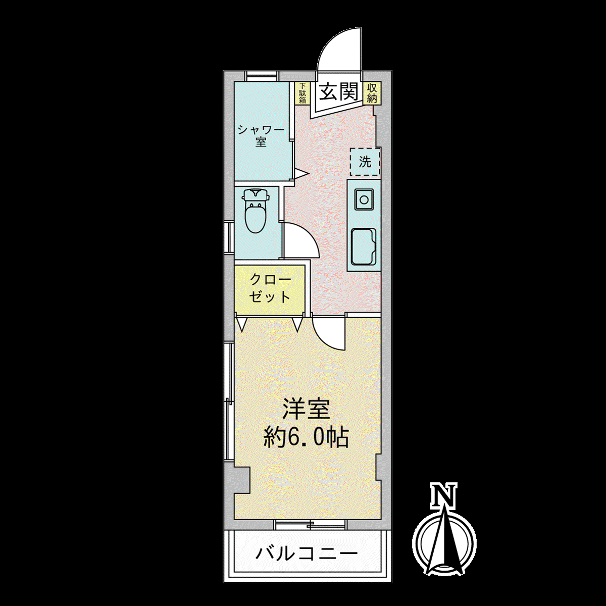 共栄ハイツ(1K/3階)の間取り写真