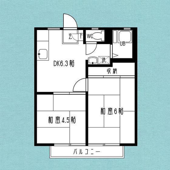 サニーハイツ(2DK/2階)の間取り写真