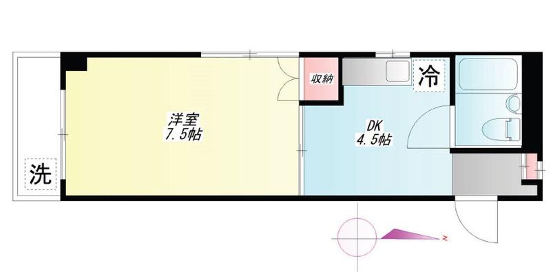 ロイヤルハイツ(1DK/2階)の間取り写真
