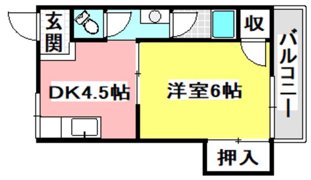 王子ビル(1DK/3階)の間取り写真
