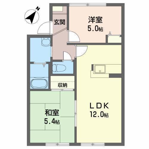 メゾン・カズB(2LDK/1階)の間取り写真
