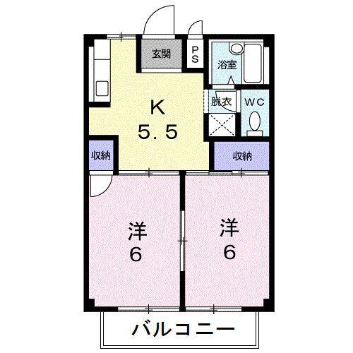 シティハイツ吉沢 C(2K/2階)の間取り写真