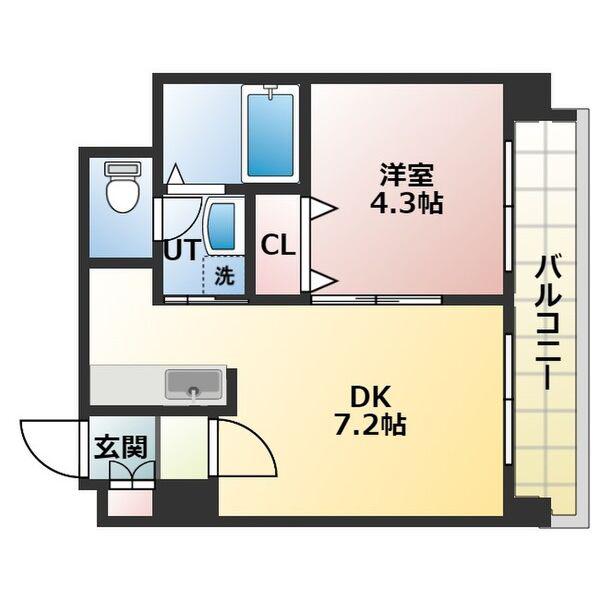 フランセジュール北20条(1DK/9階)の間取り写真