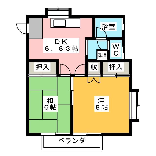 リビエル(2DK/2階)の間取り写真