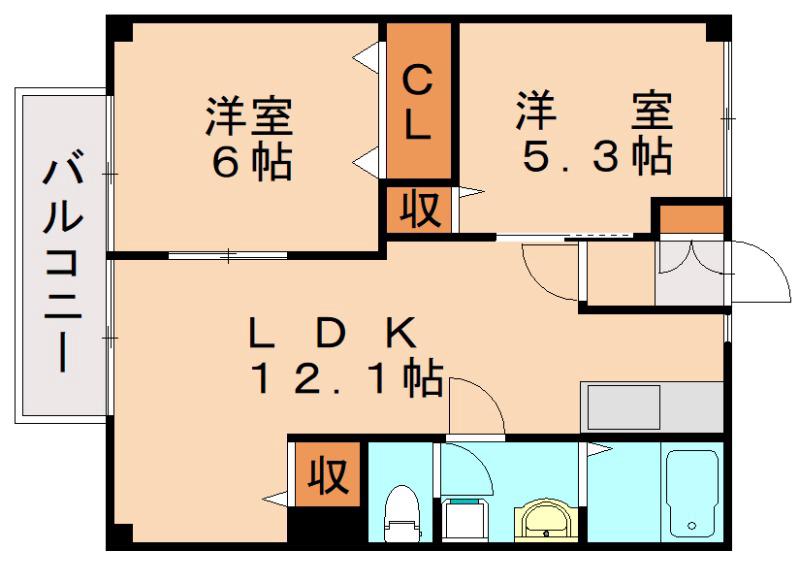 サンハイムI(2LDK/2階)の間取り写真