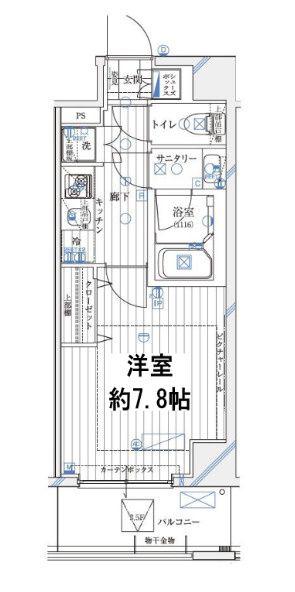 レガリス愛宕御成門(1K/7階)の間取り写真