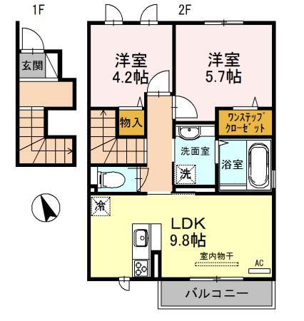 ORIENTE CASA(2LDK/1階)の間取り写真