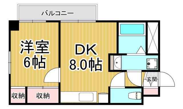 プレアール宝塚泉町(1DK/2階)の間取り写真