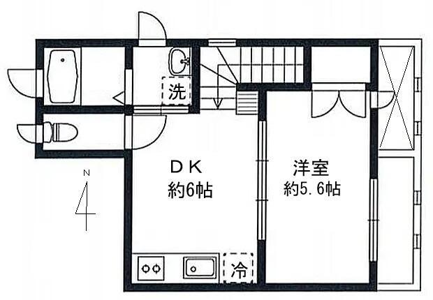 FLAT M(1DK/2階)の間取り写真
