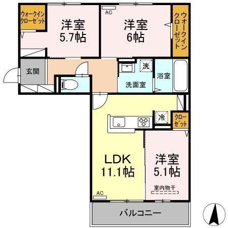 AVENIR宮内町I(3LDK/2階)の間取り写真