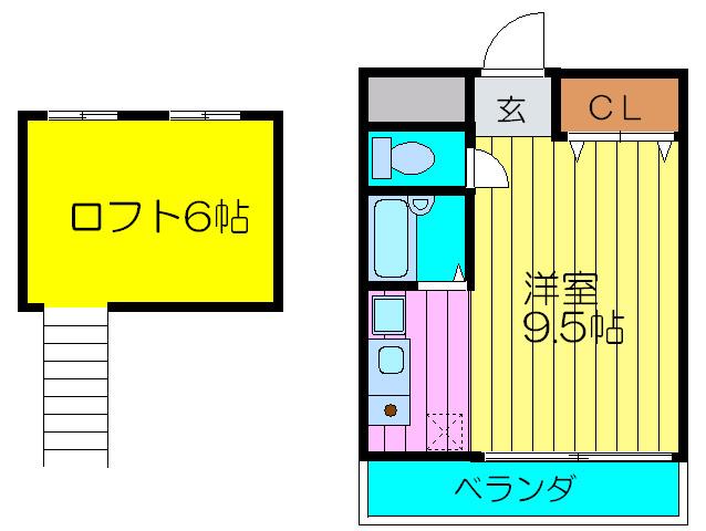 守口駅前ハイツ南館(ワンルーム/6階)の間取り写真