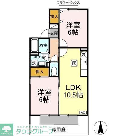 セジュール柏原A棟(2LDK/1階)の間取り写真