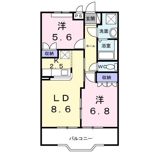 レジデンスディスコ(2LDK/2階)の間取り写真