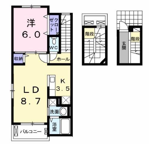 フィオ・コリーヌ(1LDK/3階)の間取り写真