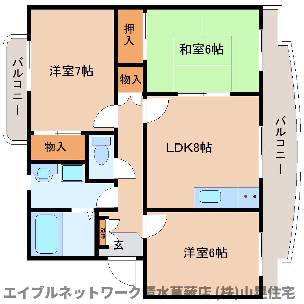 ビラトスカーナS(3LDK/2階)の間取り写真