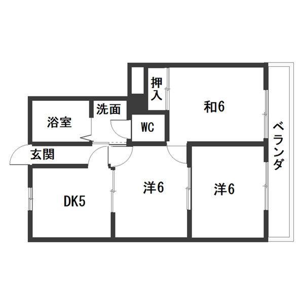 サンシャイン植田(3DK/4階)の間取り写真