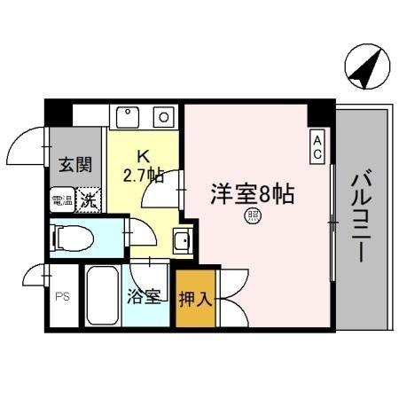 リバーハイツ光陽(1K/4階)の間取り写真