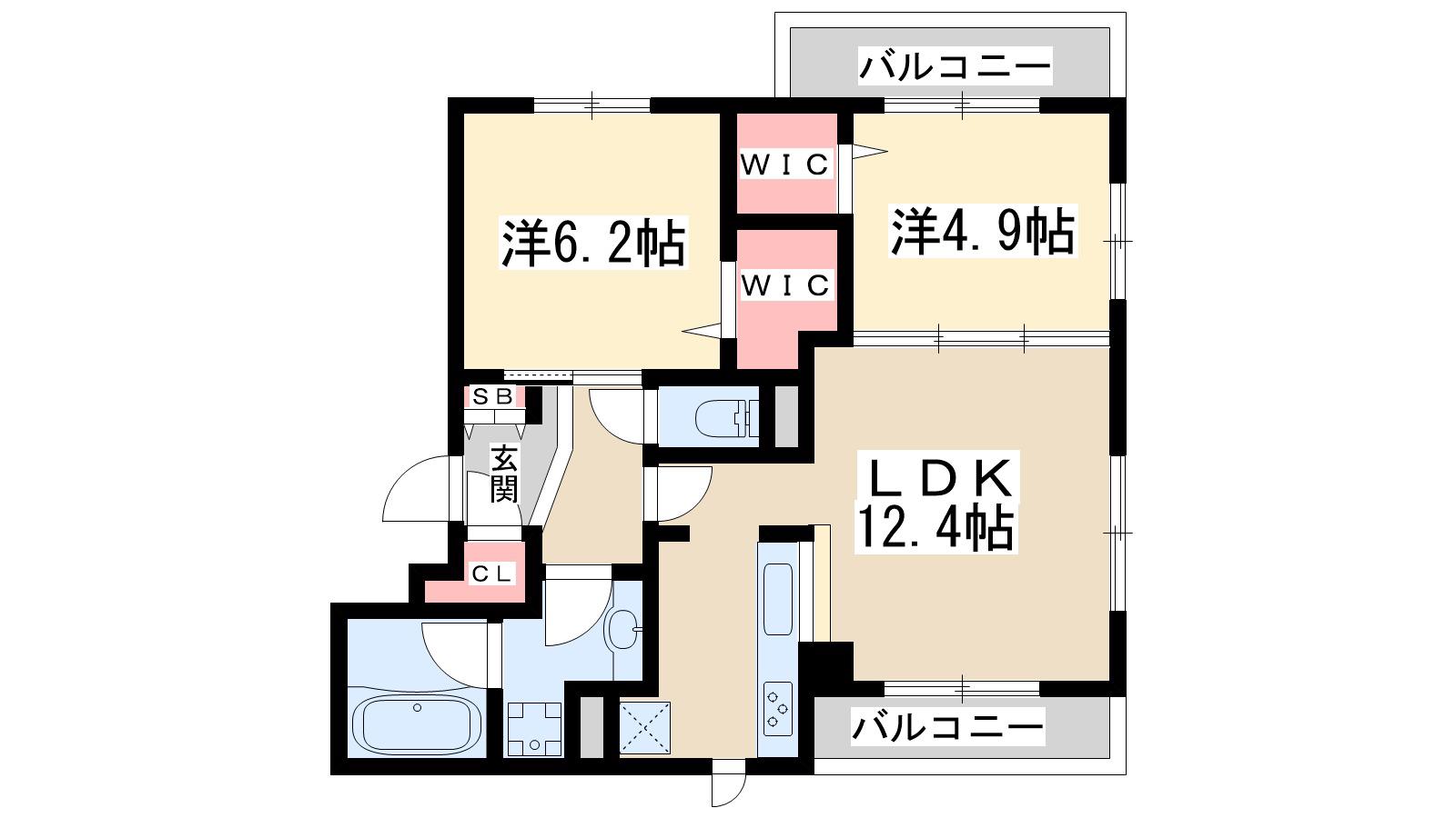 アマランスヒラノ(2LDK/1階)の間取り写真