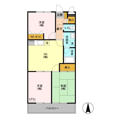 ウィズマンション 3DK(3DK/2階)の間取り写真