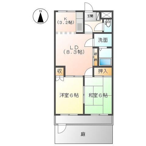 エンジェルウイング(2LDK/1階)の間取り写真